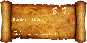 Benke Tiborc névjegykártya